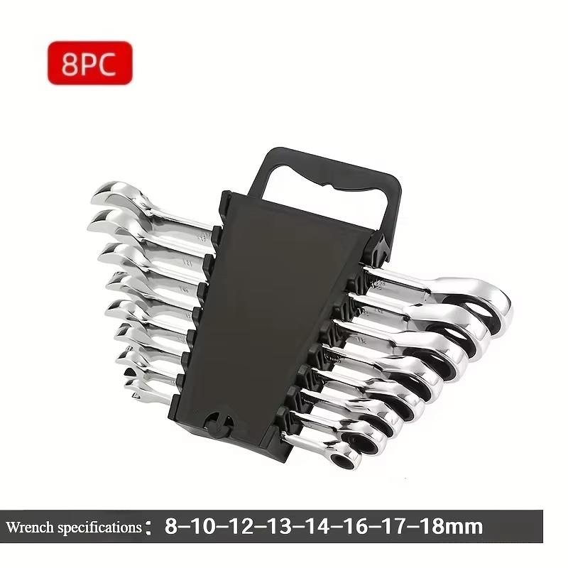 6/8/10/12pc Ratchet Wrench Set, 72-Tooth Quick Release, Open & Box End, High Hardness, Durable for DIY & Professionals