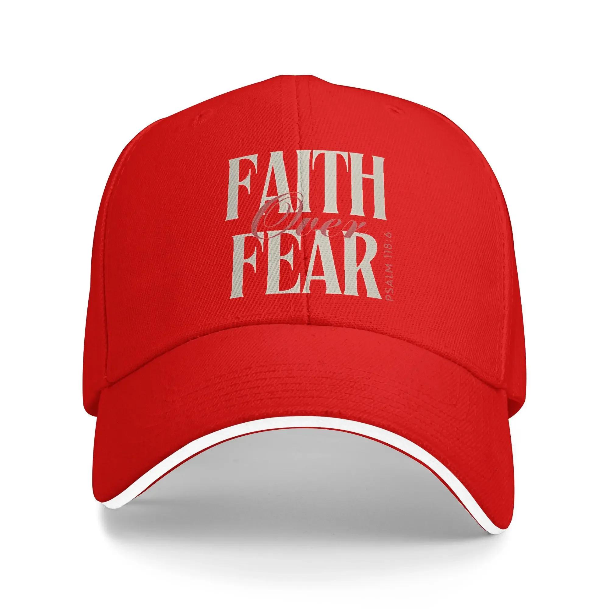 

Christian Faith Over Fear Baseball Cap Streetwear Women Unisex Trucker Hat Wholesale Custom Outdoor Sport Baseball Caps Gift Idea One Size