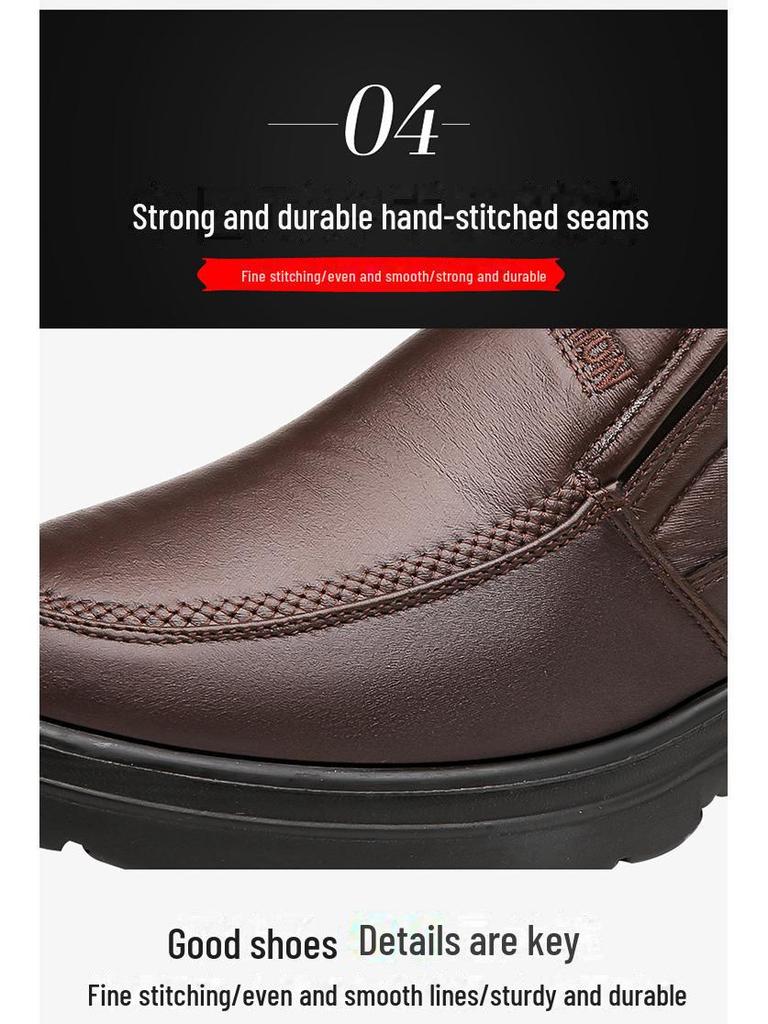 Pantofi de iarnă pentru bărbați din bumbac: Dimensiune mare, plus catifea, caldă, îngroșată, anti-alunecare, impermeabilă pentru vârste mijlocii și vârstnici.