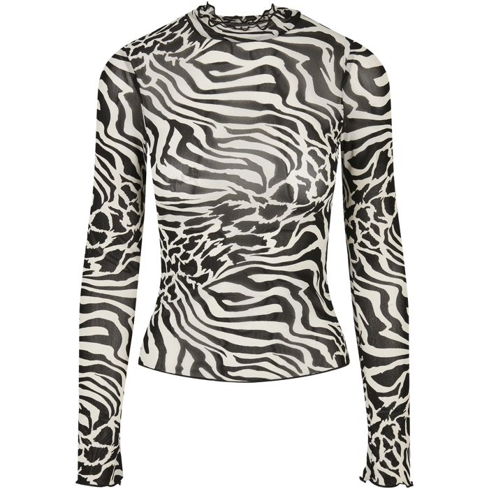 Haut Col Roulé - Urban Classics - Femme - Grandes Tailles - Imprimé All-over - Maille Transparente