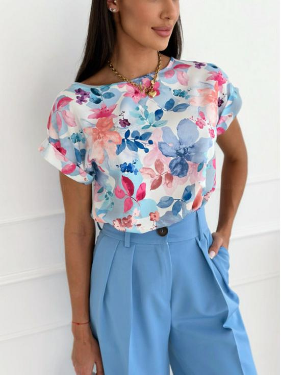 

2024 Летняя Модная Женская Свободная Футболка с Графическим Принтом и Круглым Вырезом S