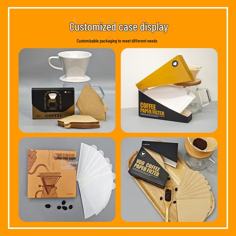 V60 Fan-shaped Raw Wood Pulp Coffee Filter, 100 Sheets, Hand Drip Disposable
