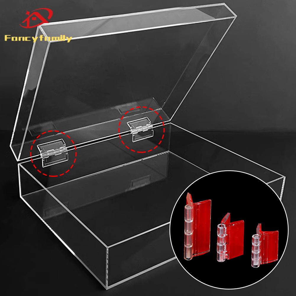 Fancyfamily 10pcs Self-adhesive Transparent Plastic Durable Acrylic Folding Hinges Furniture Cabinet Door Hinges