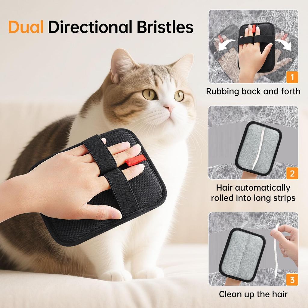 1 Pcs Static Pet Hair Remover Gloves Reusable Electrostatic Pet Cat Dog Hair Removal Grooming Gloves Brush Tool for Couch Furniture Carpet Car Seat