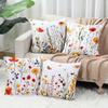 4Pcs Wildflower Theme Peach Skin Pillowcase 45*45Cm Butterfly Pattern Peach Skin Pillow Cover For Home Living Room Bedroom Decor