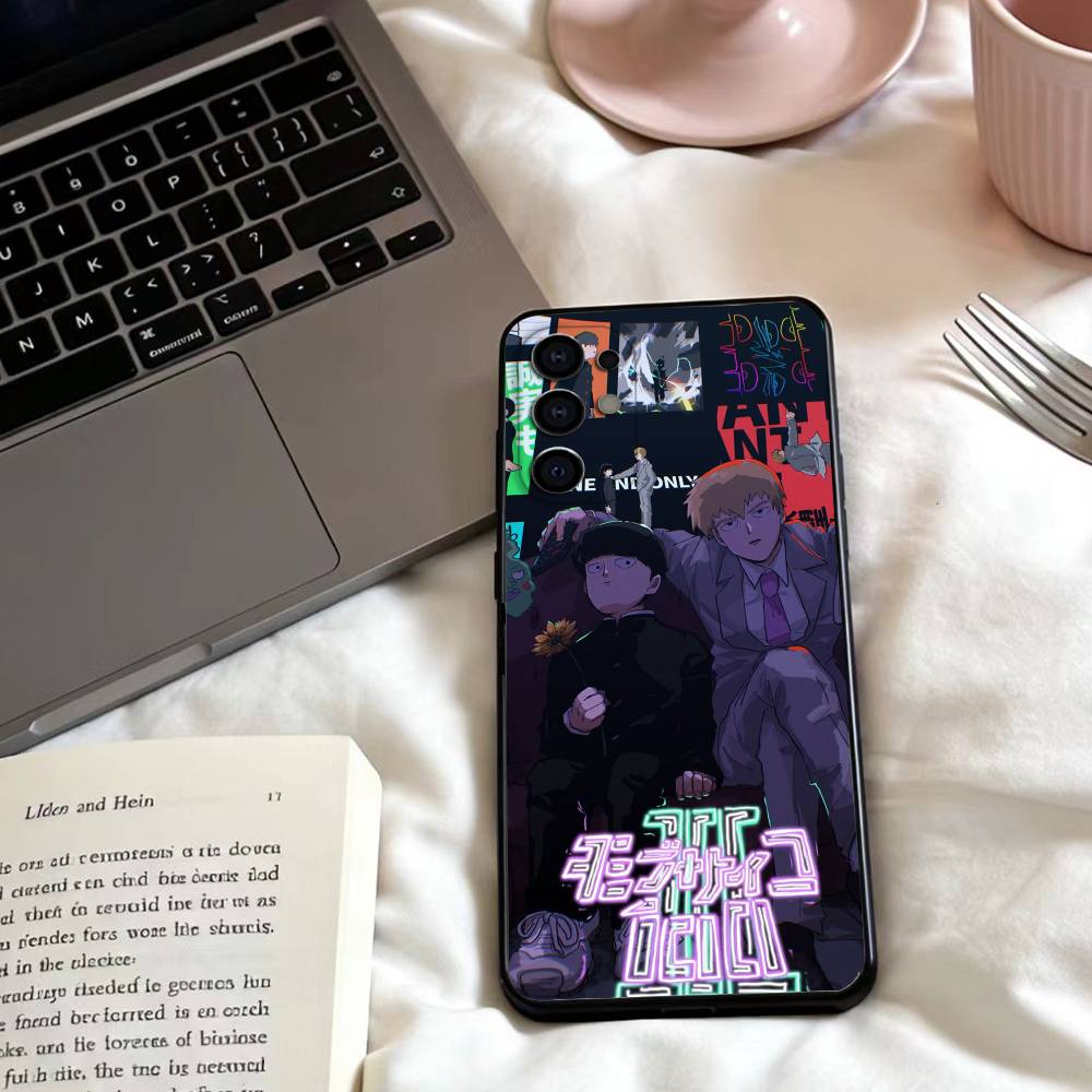 M-Mob Psycho Anime 100  Phone Case For Samsung S25,24,23,22,30,21,10,9,Ultra,Plus,Lite,FE,4,5 G Soft Black Case