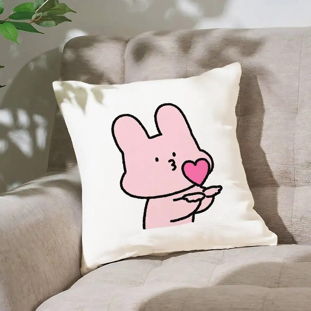 Ato Pink Bunny Pillow Case Cushion Cover Soft Cute Throw Pillow Case For Car Sofa Pillowcase Polyester With Zipper