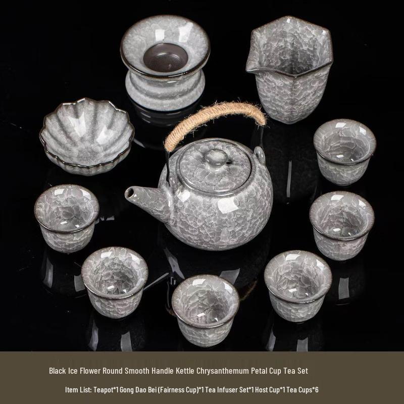 Ice Crystal Cracked Ceramic Kung Fu Tea Set