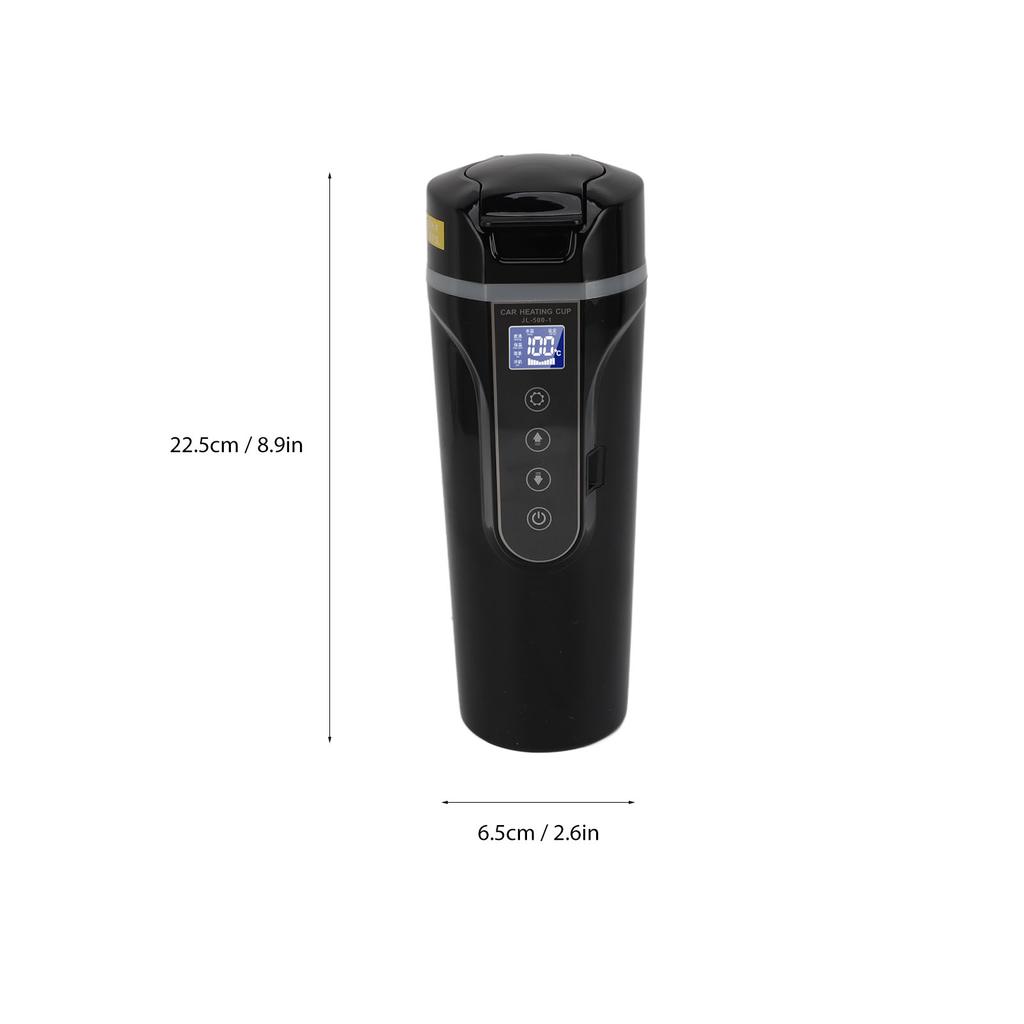 500ml Intelligent Screen Display Car Electric Kettle Car Electric Hot Water Mug Portable Car Heating Cup 12V 24V