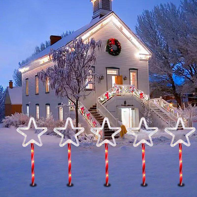 Solar Snowflake & Star Cane LED Garden Light for Outdoor Christmas Decor