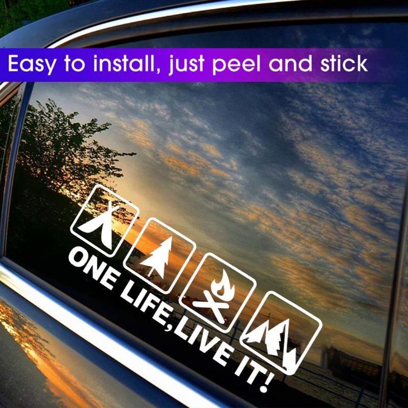 Car Reflective Sticker Universal Car Motorcycle Body One Life Live It English Decal Car Window Camping Pattern Reflective Decal