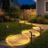 Warm White Light Solar Outdoor Lights IP55 Waterproof Super Bright Spotlight Garden Stake Lights Metal Glass Design Bend Shape