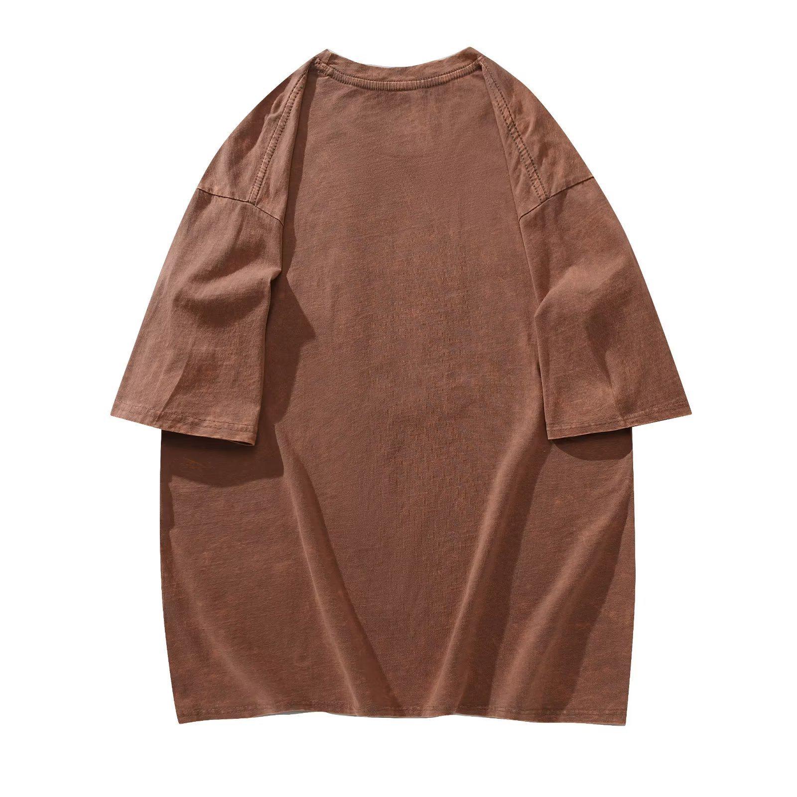 

Футболка свободного покроя в стиле ретро унисекс с принтом тай-дай на лето - модная стираная с коротким рукавом XXL кофейный