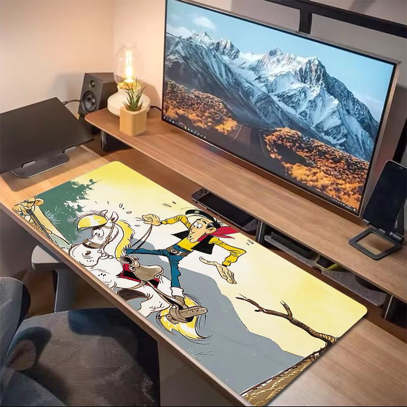 Lucky Luke Print Cushion Non-slip Laptop Tablet Big Mousepad XXL Mat Mini PC Playmat With Lock edge