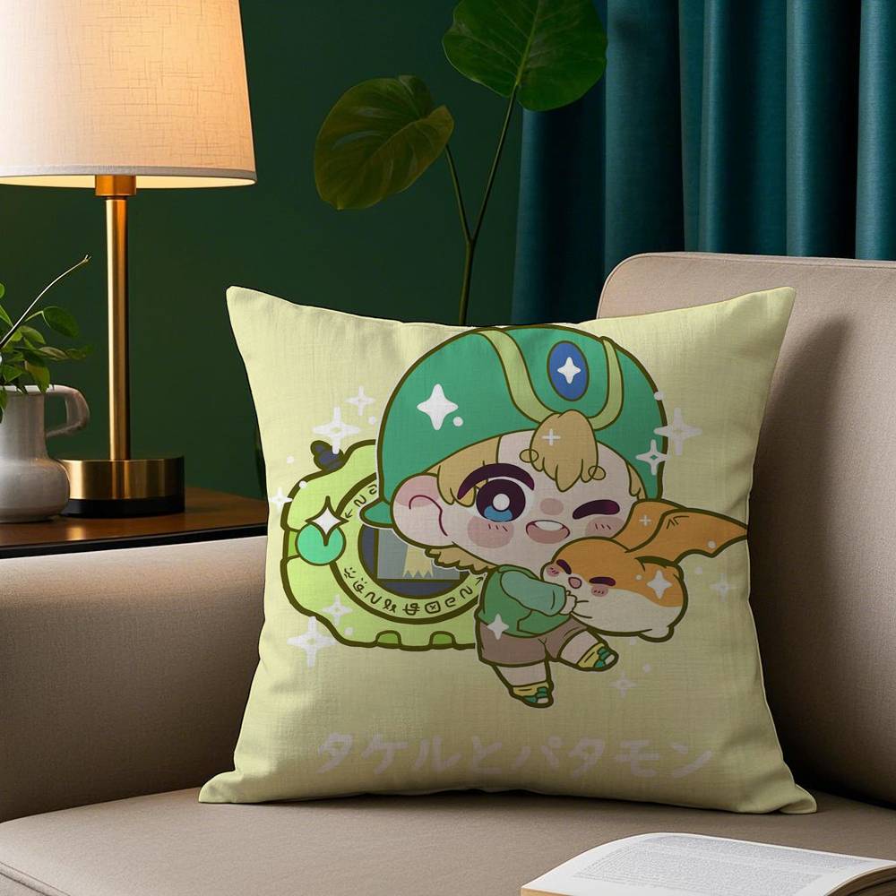 Cute D-Digimon Adventure Pillow Case Short Plush Print Cushion Cover Square Throw Pillow Covers Sofa Home Decor
