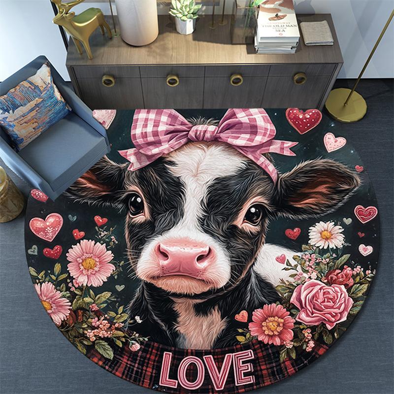 Calf Round Area Rug,Carpet Rug for Living Room Bedroom Sofa Playroom Decor,Non-slip Floor Mat
