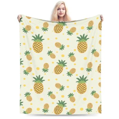 Ananas Letnie Owoce Koc Polarowy Wiosna/Jesień Wielofunkcyjny Ciepły Koc Narzutowy na Łóżko Sypialnia Dywanik