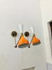 Mid Century Italian Brass Diabolo Wall Sconce Pair: Orange & White Bedside Lamps