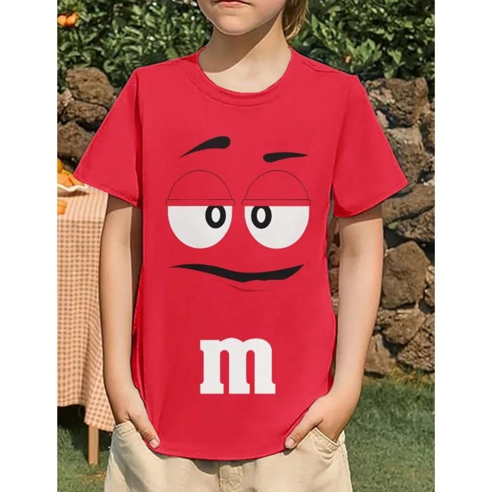 M&M Chocolate Bean Children's 3D Printed kids T-shirt Summer Innovative Fun Casual Soft Sleeves Sports Fashion High Quality Tees Boy girl clothes Tops