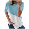 Women's Casual Fashion Short-Sleeved Stitching Round Neck Pullover Thin T-shirt