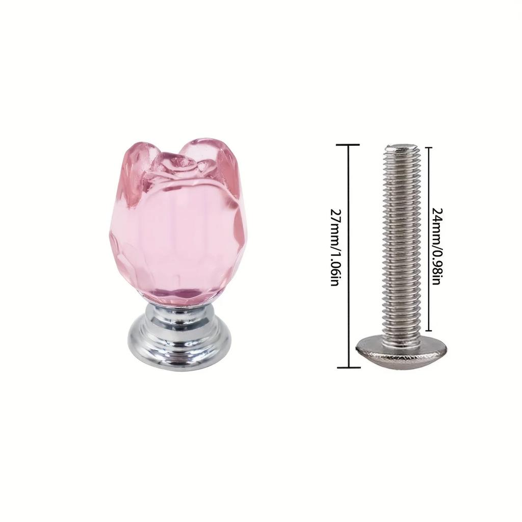 1/4Pcs Retro rose crystal drawer handle jewelry box European style natural color