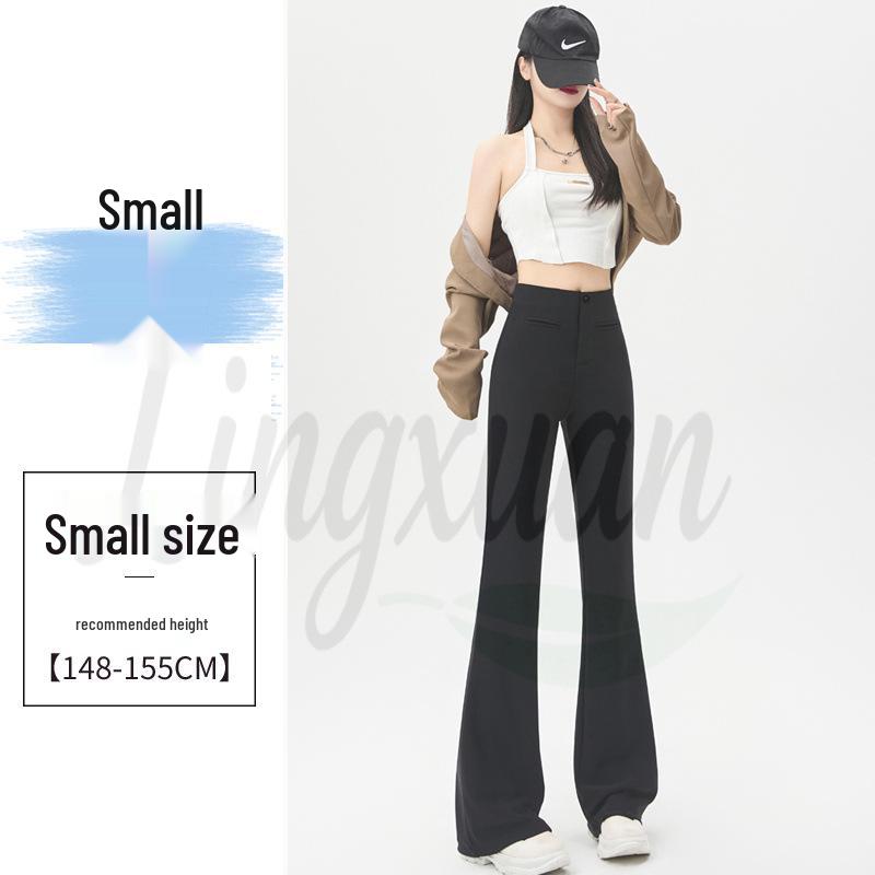 

Women s Black Micro-Flare High-Waist Drape Pants, Slim Fit, Floor-Length, Spring/Summer S