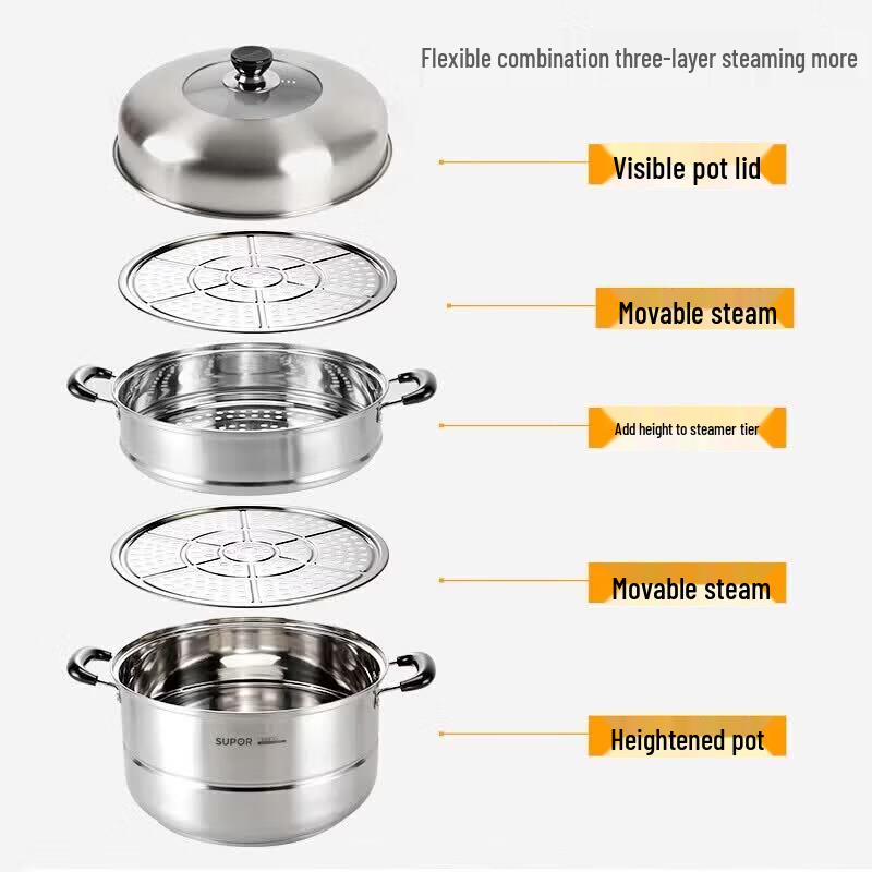 Supor 3-Layer 304 Stainless Steel Universal Steamer