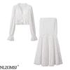 2026 Spring European & American Style Slim-Fit Lace Patchwork Top and Skirt Set