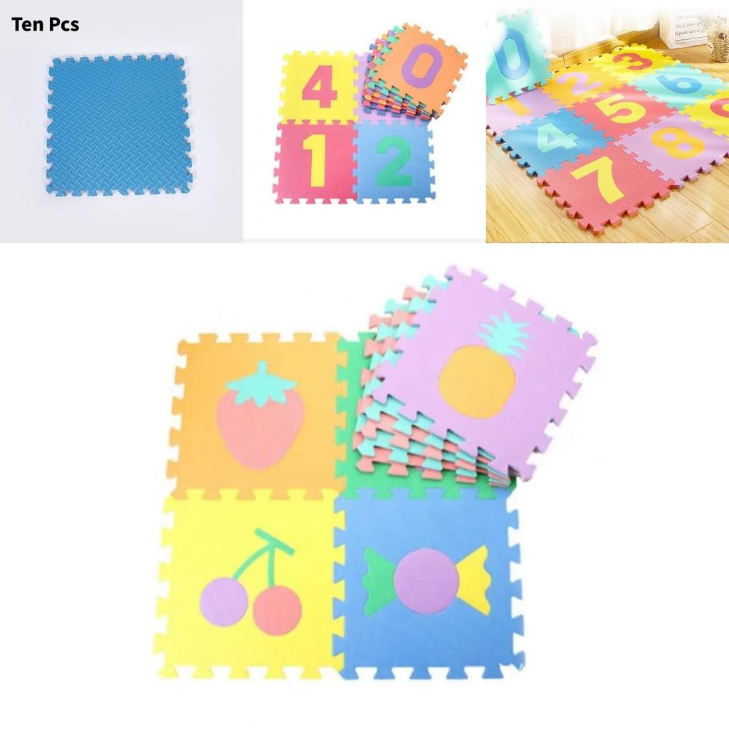 Foam Baby Crawling Mat With Cartoon Puzzle Blocks For Toddler Playroom