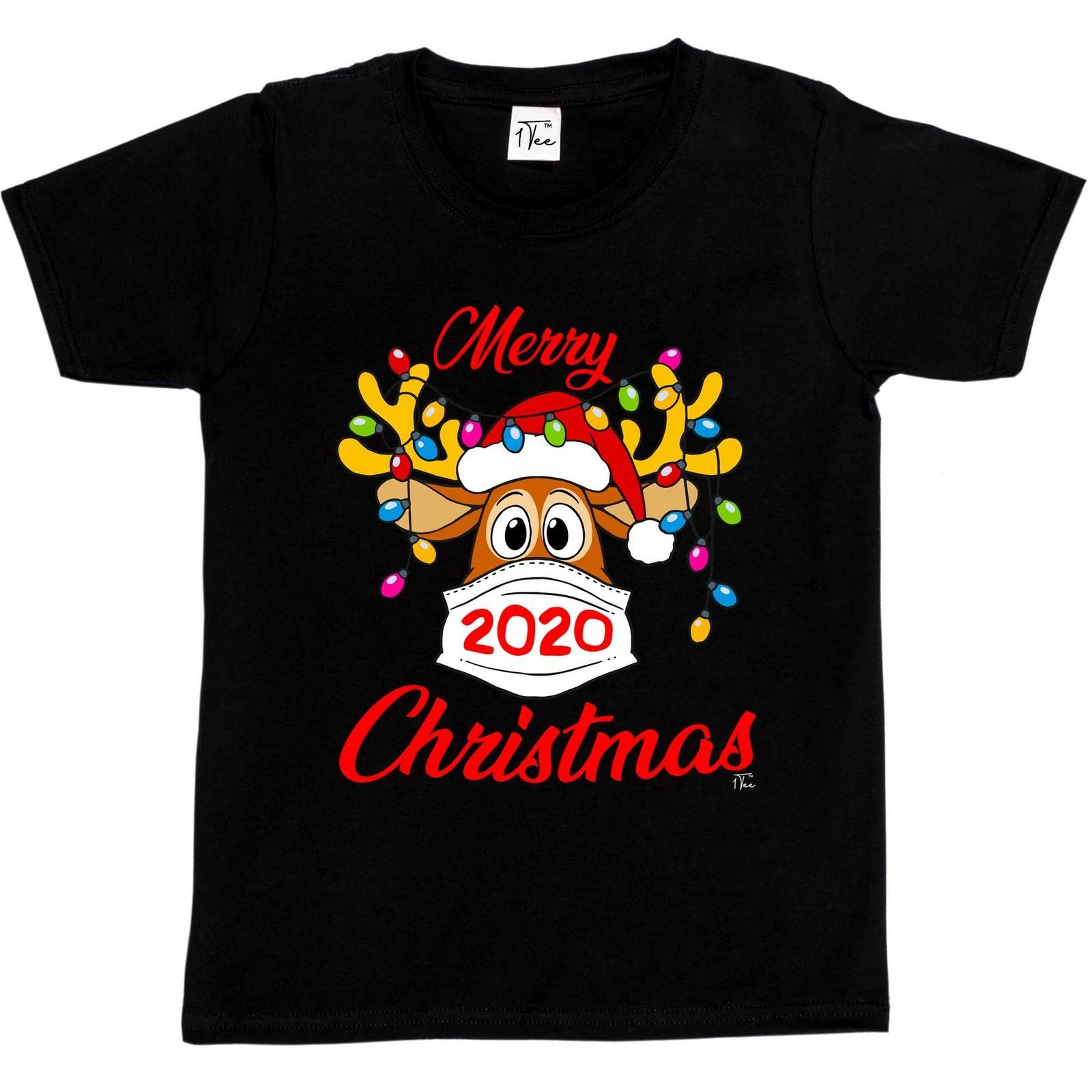 1Tee Kids Girls Merry Christmas Reindeer 2020 T-Shirt XXXXL