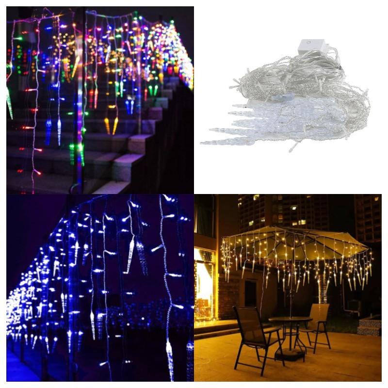 Led Christmas Icicle Lights Window Falling Rain Outdoor Garden Party Home Decor
