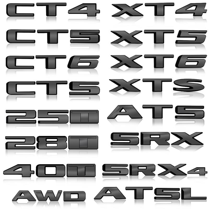 Bright Black Metal Car Rear Trunk Emblem Badge For Cadillac CT4 CT5 CT6 XT4 XT5 XT6 CTS XTS ATS SRX SRX4 ATSL AWD 25T 28T 40T Cnkym77