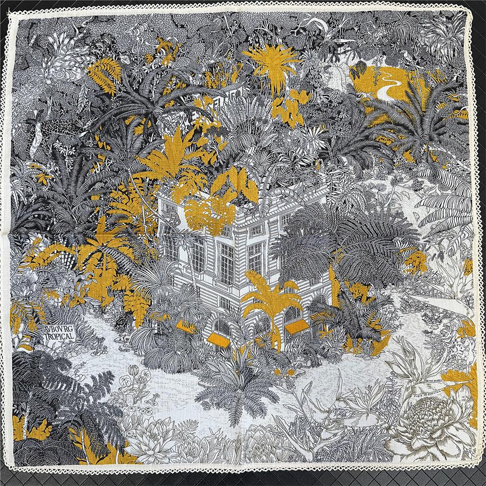 POBING Curled Cotton Silk Scarf Women Double Side Printed Square Scarves Wraps Echarpes Foulards Femme Hijabs 66CM