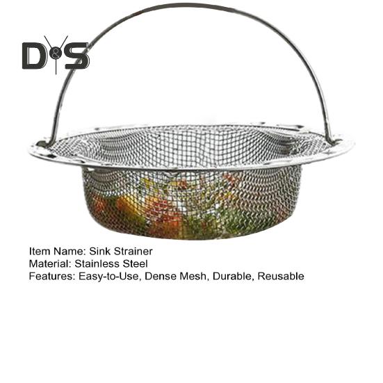 Sink Strainer with Handle Durable Reusable Stainless Steel Kitchen Sink Stopper Strainer Household Supplies
