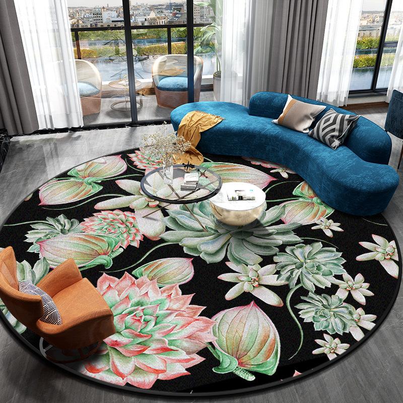 3D Flower Round Carpet Living Room Decoration Floor Mats for Home Bedroom Anti-SlipPlayroom Decor Rug Non-slip Mat