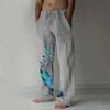 Men's Casual Loose And Comfortable Casual Pants Cotton Linen Printed Drawstring Trousers