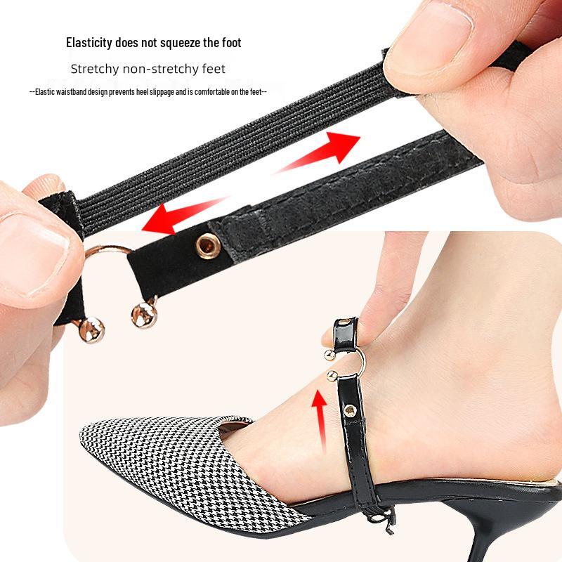 Lazy Person's No-Install High Heel Anti-Slip Elastic Strap for Women with Semi-Circular Buckle