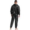 S-4XL Tuta da Sauna Sudorazione Uomo Manica Lunga Giacca con Cappuccio con Pantaloni a Vita Elastica PVC Allenamento Palestra Outfit