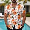 Men's Blue Floral Print Short Sleeve Shirt Casual Button Down Summer Beach Blouse