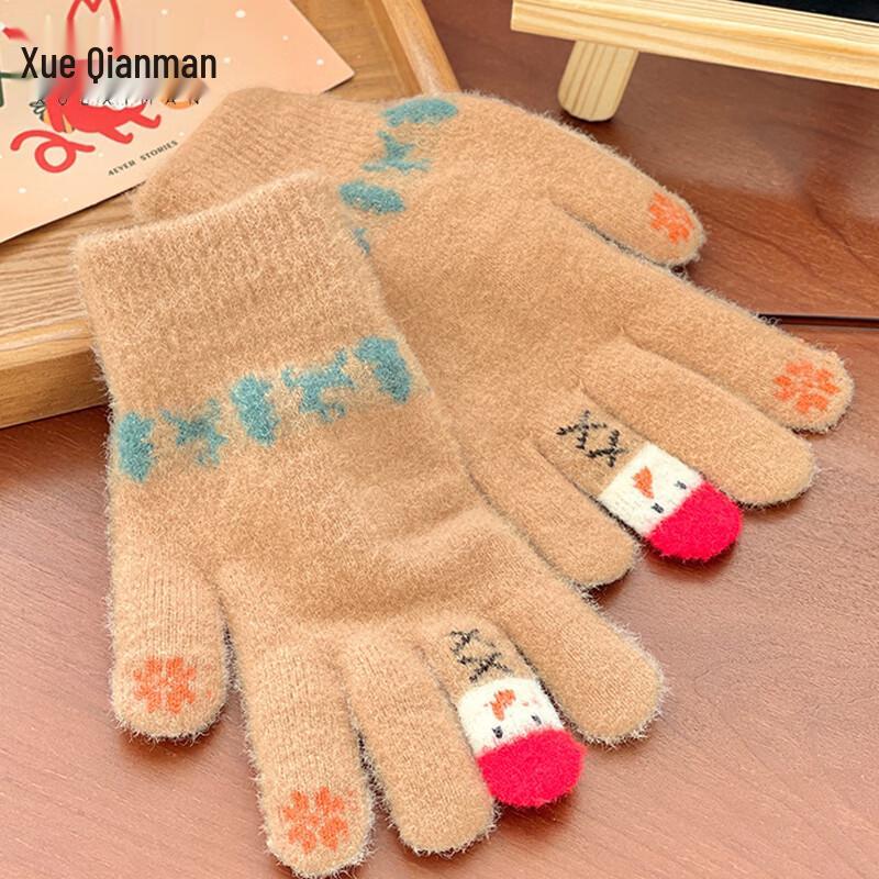 

Женские теплые вязаные плюшевые перчатки с сенсорным экраном One Size