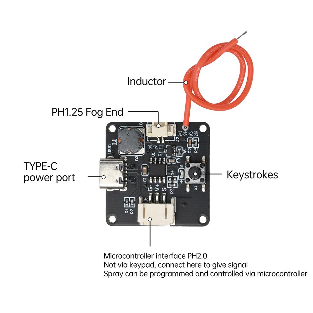 Type-C USB Mini Humidifier DIY Kits Mist Maker and Driver Circuit Board Humidification Module Supports Single-Chip Programming