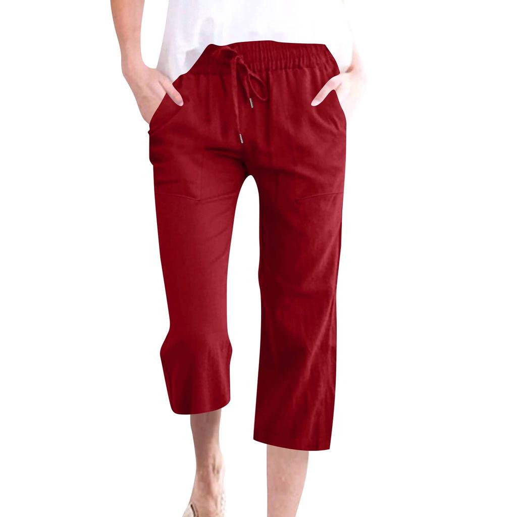 Women's Casual And Fashionable Color Loose Pants With Pocketes