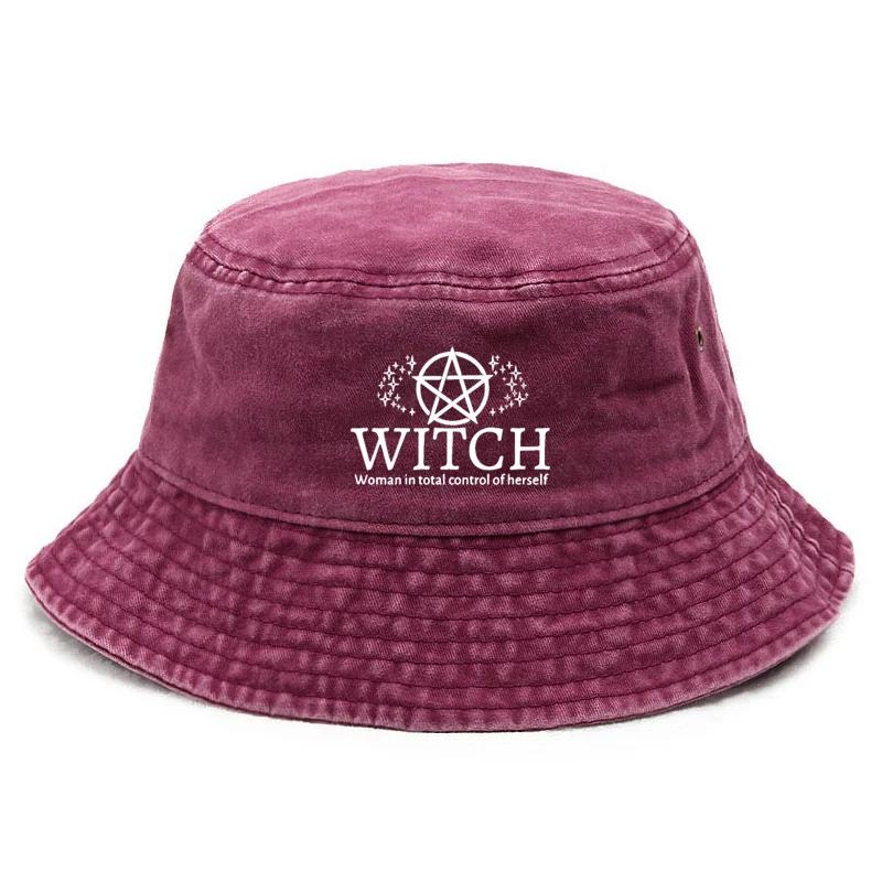Hexen Pentagramm Gewaschener Denim Eimerhut für Damen Herren Vintage Y2K Sonnenhut Streetwear Fischerhut