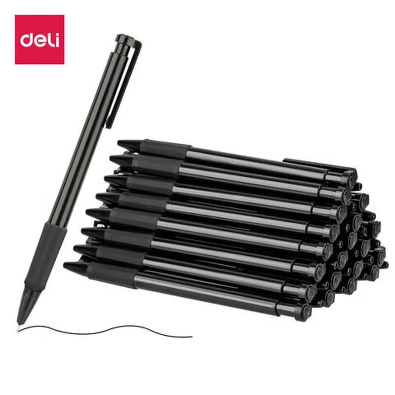 Deli 6546S 0.7mm Black Low Viscosity Push-Button Ballpoint Pen