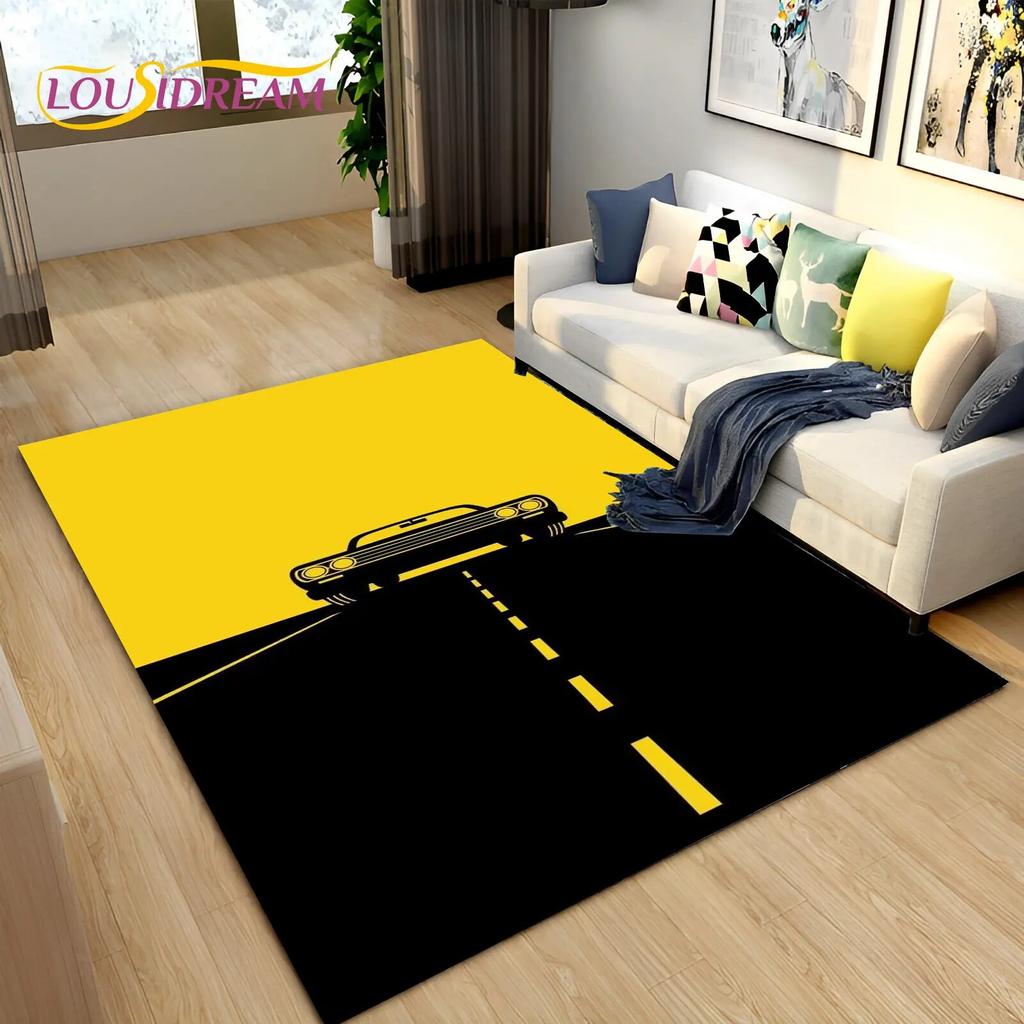 3D Racing Sports Car Soft Area Rug Large,Carpet Rug for Home Living Room Bedroom Sofa Doormat Decor,Kid Play Non-slip Floor Mat