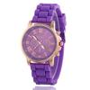 Silicone Case Ladies Quartz Watch With World Time Function For Fashion Students