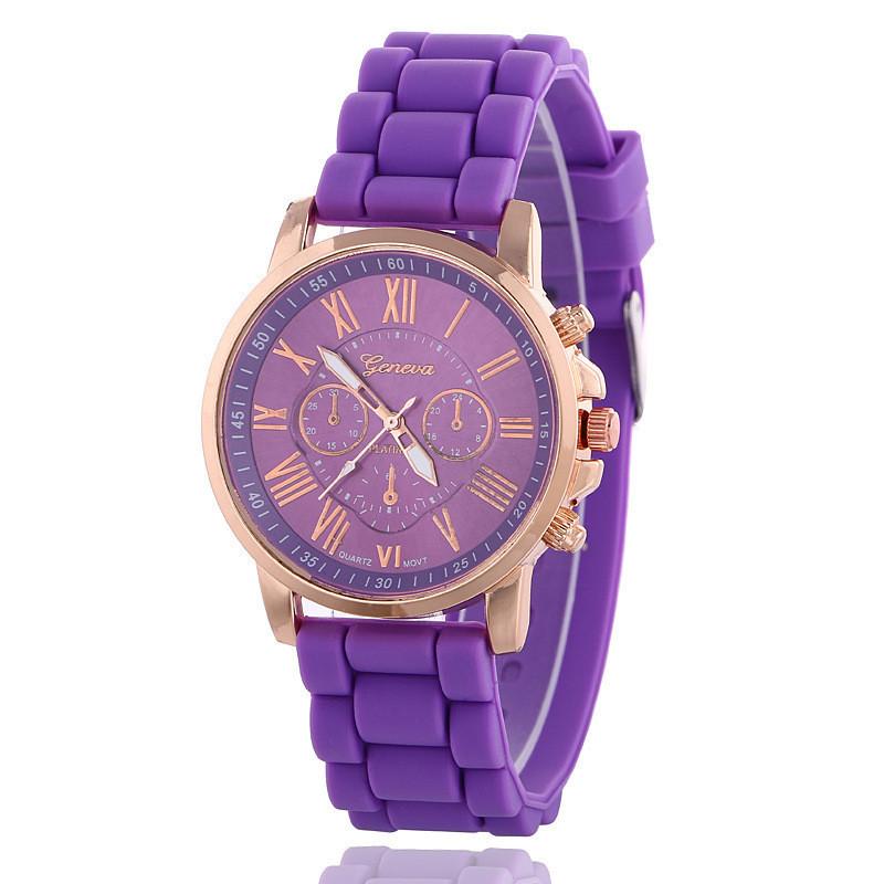 Silicone Case Ladies Quartz Watch With World Time Function For Fashion Students