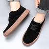 2024 Brand New Men's Cow Suede Leather Casual Shoes Round Toe Lace-up Soft Sole Loafers Breathable Daily Commute Driving Shoes