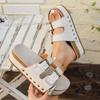 Large size thick-soled one-word belt buckle slippers women's summer new rivet sandals
