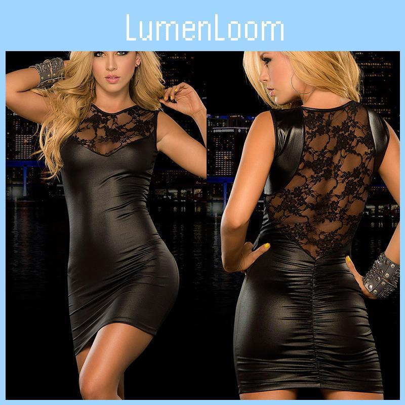 Women Stylish Bandage Bodycon Mini Dress Crafted From Synthetic Leather And Spandex For Night Out